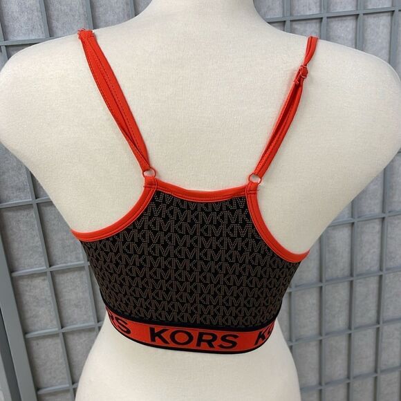 Michael Kors Logo Tape Stretch Nylon Racerback Sports Bra, Size Small - Picture 4 of 10